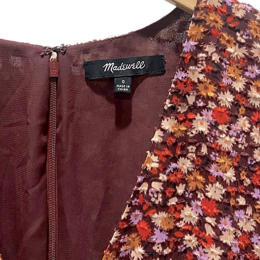 MADEWELL Like New Clipdot Spring Prairie Long Sleeve Crossover MIDI Dress Size 0 - Picture 8 of 9